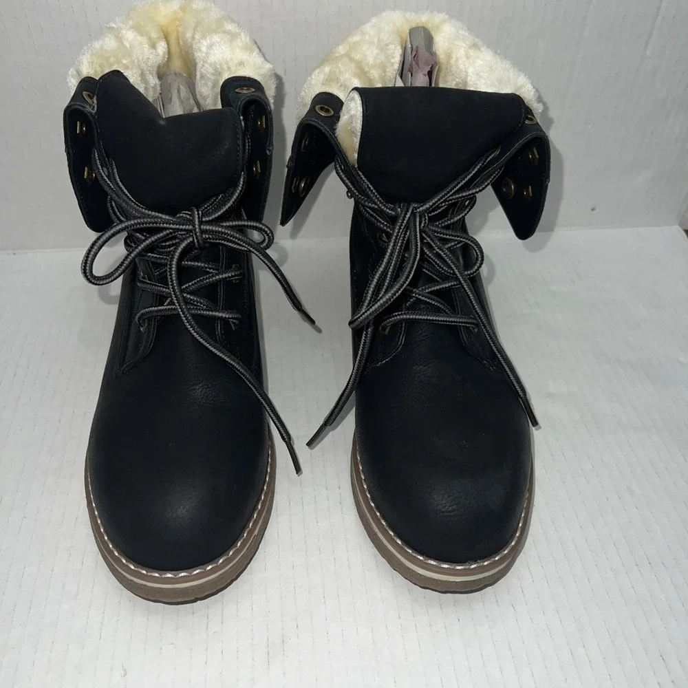 Dream Paris‎ Black Lined Faux-Fur  Boots Women's Size 7.5 NEW